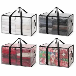 Large Clear Plastic Storage Box with Hinged Lid, Heavy Duty Stackable Organizer Bin, Durable High Capacity Storage Container for Home Organization, Moving, Closet, Garage, 90L