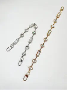 Irregular Bag Charm Extender Chain, High-End Versatile Rectangular Rhinestone Bag Chain, Silver Color Rhinestone Bag Extension