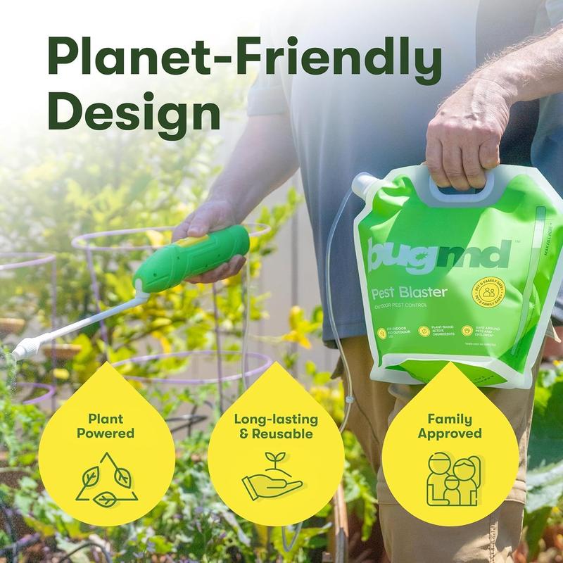 BugMD Pest Blaster Kit Rechargeable - 4 Pack Essential Oil Concentrates & 1 Spray Bottle for Ants Fleas Roaches Indoor Outdoor Plant-Based Solution