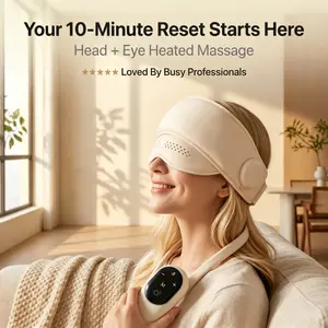 Heated Head Massager with Air Compression, Wearable Eye & Head Relaxation Device, Adjustable Massage Modes