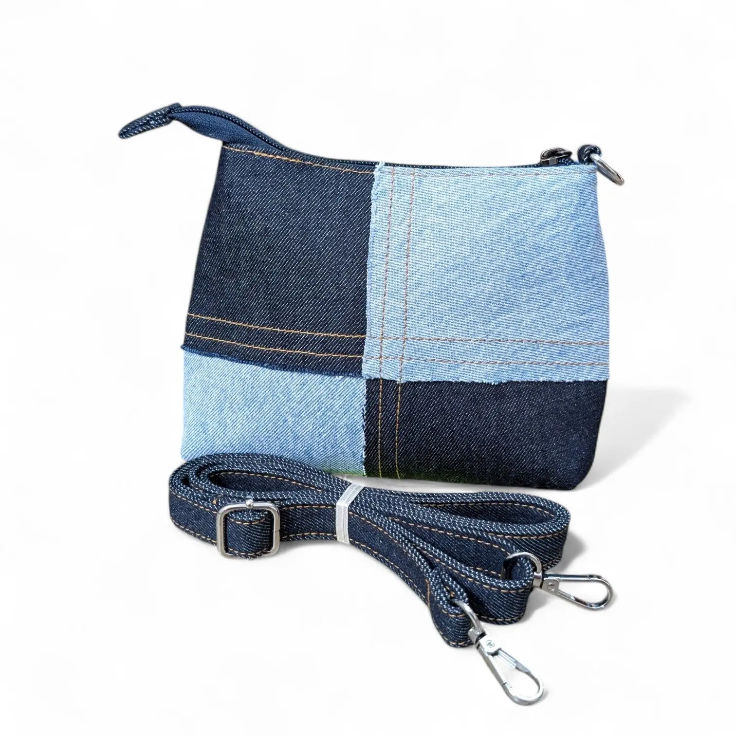 Wildgeese Handmade Luffy Denim Crossbody Bag - Upcycled Artisan Mini Bag