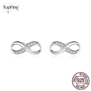 1 Pair 925 Sterling Silver Cubic Zirconia Infinity Symbol Earrings For Women, Elegant Fine Jewelry For Daily, Party, Engagement, Gift