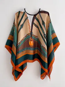Elegant Chain Design Shawl, Vibrant Color Silk Scarf, Fitted Animal Shape Wrap, Perfect for All Seasons Travel