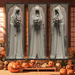 Vintage Horror Witch Poster, 3 Counts Halloween Hanging Banner, Scary Posters, Halloween Decorations, Yard Decorations, Room Bedroom Decoration