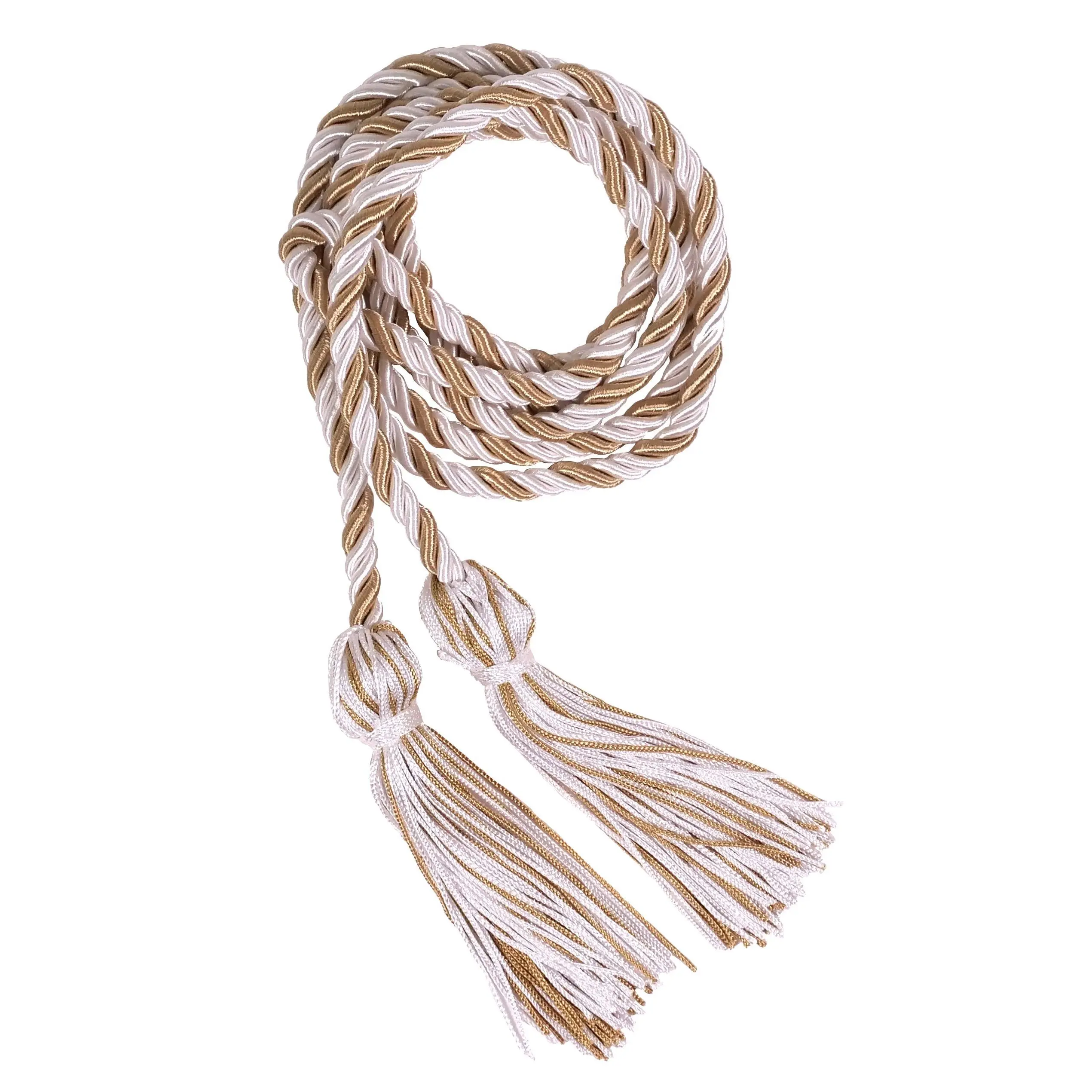 White and Antique Gold Two Color Graduation Honor Cord