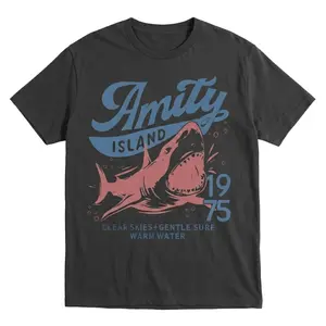 Jaws Amity Island 1975 Unisex Tee, Movie Inspired Gift, Cotton T-Shirt for Film Buffs, Retro Summer Shirt, Vintage Beach Tee