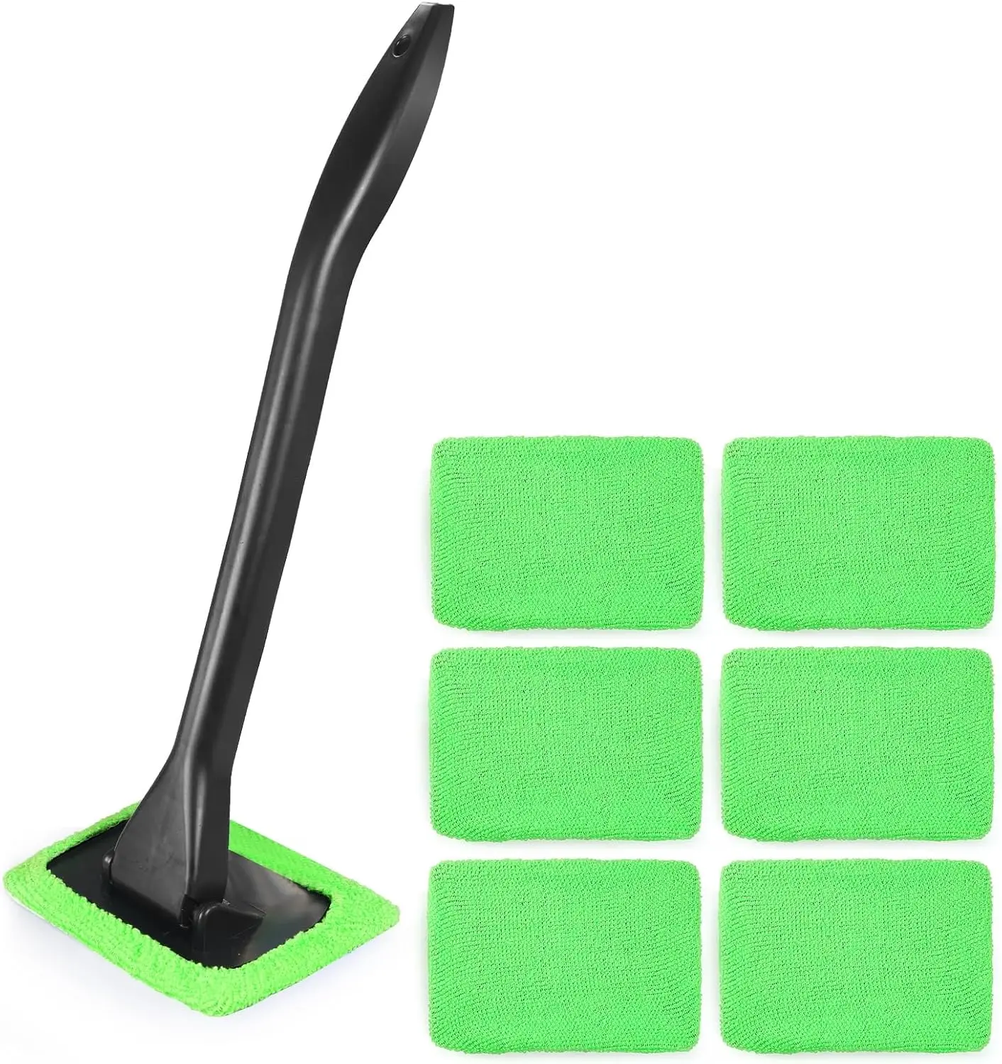 6 Piece Car Windshield Cleaning Tool Interior Glass Cleaner Wand with Reusable Pads
