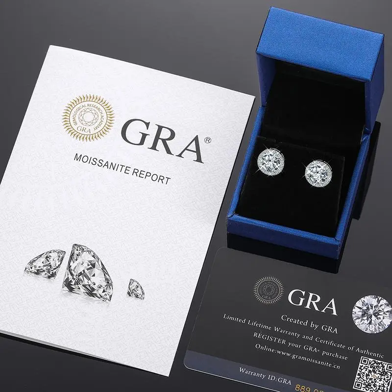 Men’s S925 Silver Round Cut VVS1 D-Color Moissanite Stud Earrings, Hypoallergenic Minimalist Jewelry for Men with GRA Certificate