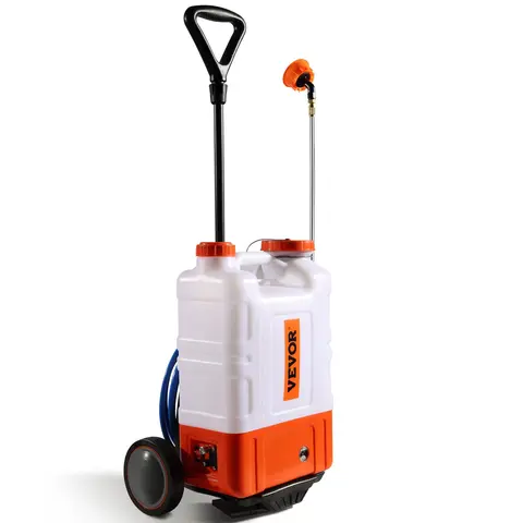 【toolupgrade】VEVOR Battery-Powered Backpack Sprayer with Shoulder Straps, 2 Versions, 4 Gal (15 L) Tank, 7.2Ah Lead Acid Battery, 94 PSI Max Spray, 8 Nozzles, 2 Wands, Wide Mouth Lid, Cart Combo for Weeding, Spraying, Cleaning