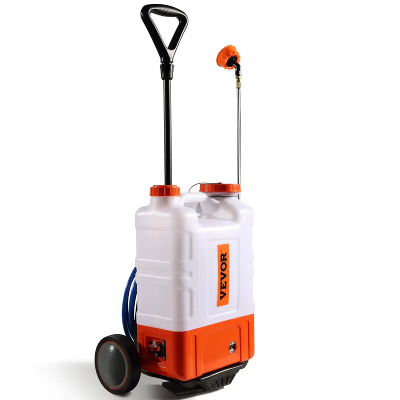 【toolupgrade】VEVOR Battery-Powered Backpack Sprayer with Shoulder Straps, 2 Versions, 4 Gal (15 L) Tank, 7.2Ah Lead Acid Battery, 94 PSI Max Spray, 8 Nozzles, 2 Wands, Wide Mouth Lid, Cart Combo for Weeding, Spraying, Cleaning
