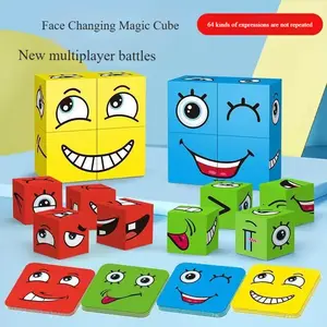 Kids Face-Changing Magic Cube Blocks | Puzzle Toy with Smiley Faces | Fun Parent-Child Tabletop Battle Game