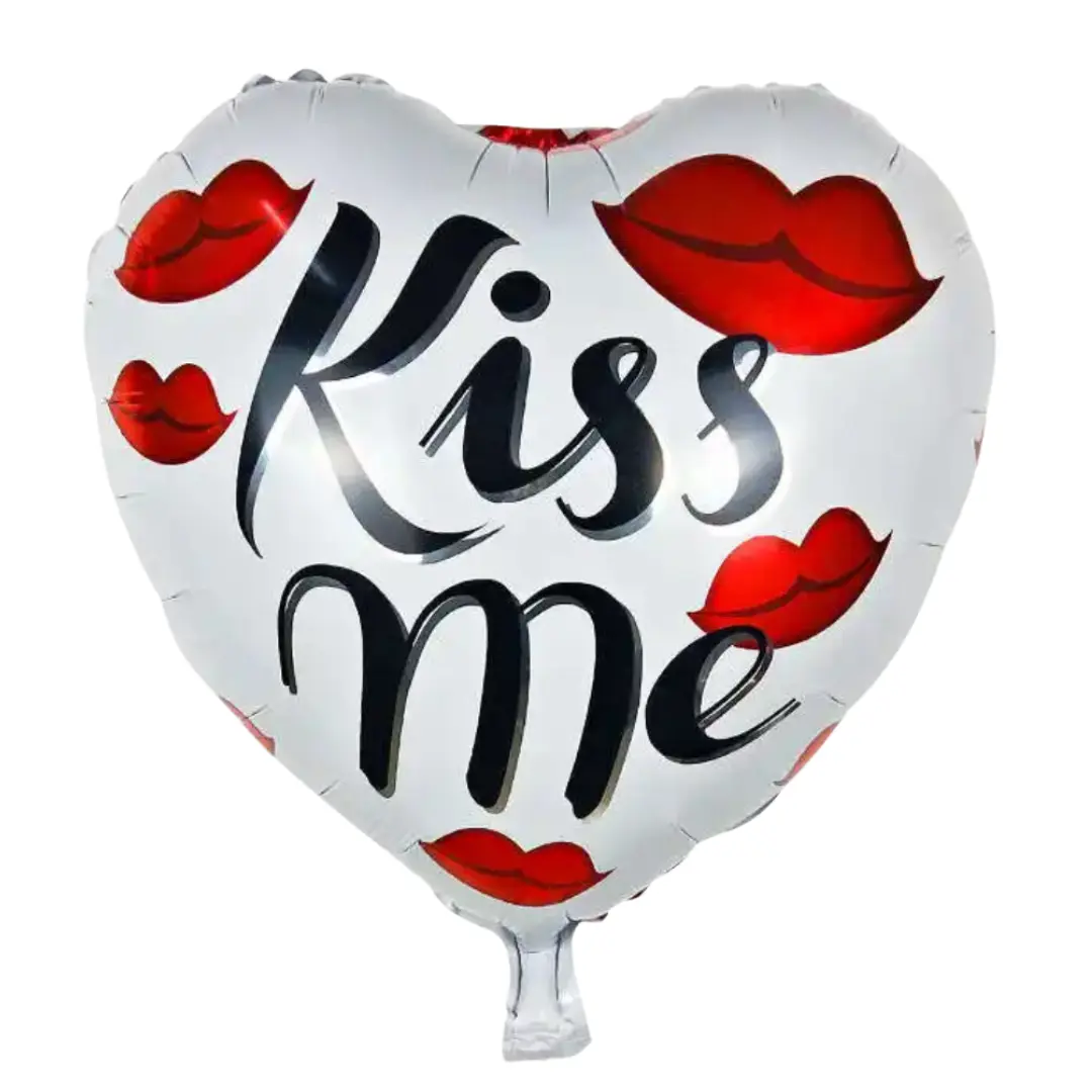 Apintop 18inch Heart Balloon  "Kiss Me" with Red Lips  Fun & Romantic Decoration for Valentine's Day, Weddings, Anniversary & Date Nights