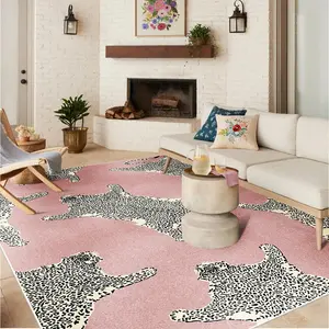 Leopard Print Rug, Animal Print Rug, Non-slip Soft Foldable Floor Mat, Decorative Area Rug for Home Living Room Bedroom Hotel
