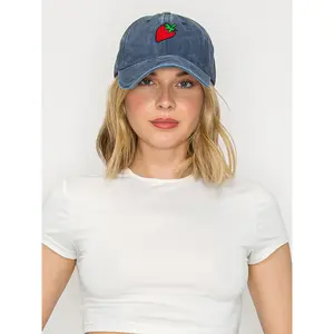 Catalina  Strawberry Embroidered Relaxed Denim Fit Baseball Cap