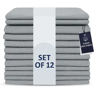 Rich Metered Napkins for Dining Table Set of 12, Elegant Cloth Napkins for Wedding Party or Everyday Use Machine Washable Durable  and Soft for Hosting 18x18 Inch - Ash Grey