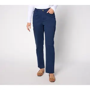 Denim & Co. Petite EasyWear Twill Straight Leg Cargo Pant
