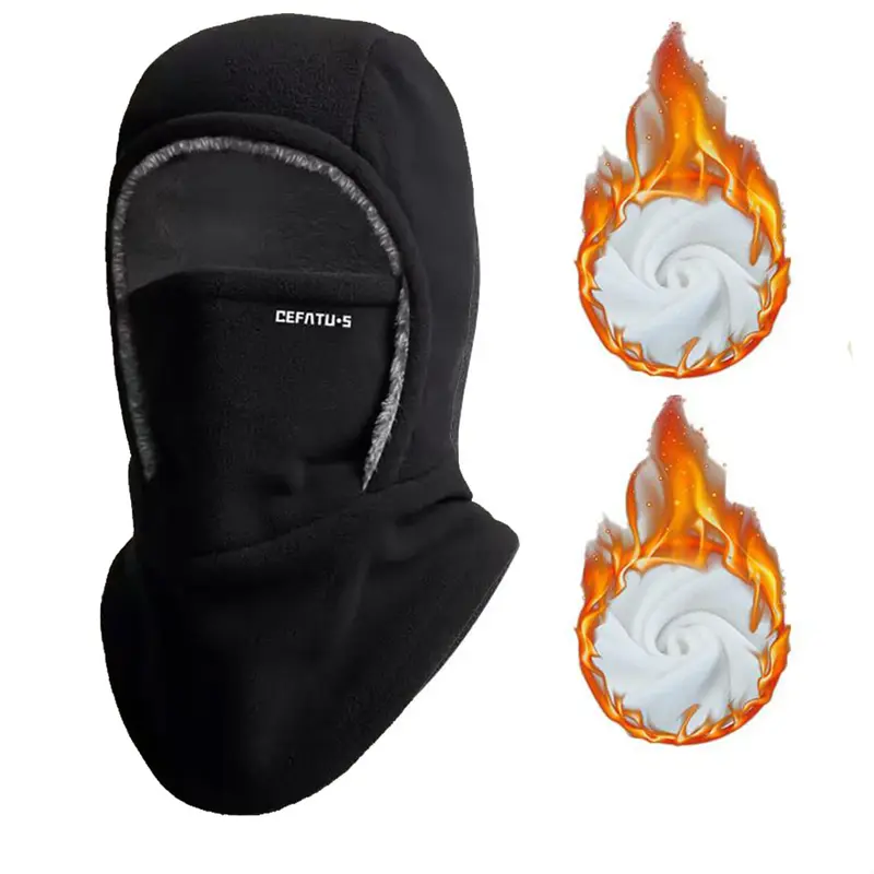 Winter Warmth 2-in-1 Hat & Face Mask - Windproof, Thick Fleece Lining for Cycling, Running, Skiing, Machine Washable, Black