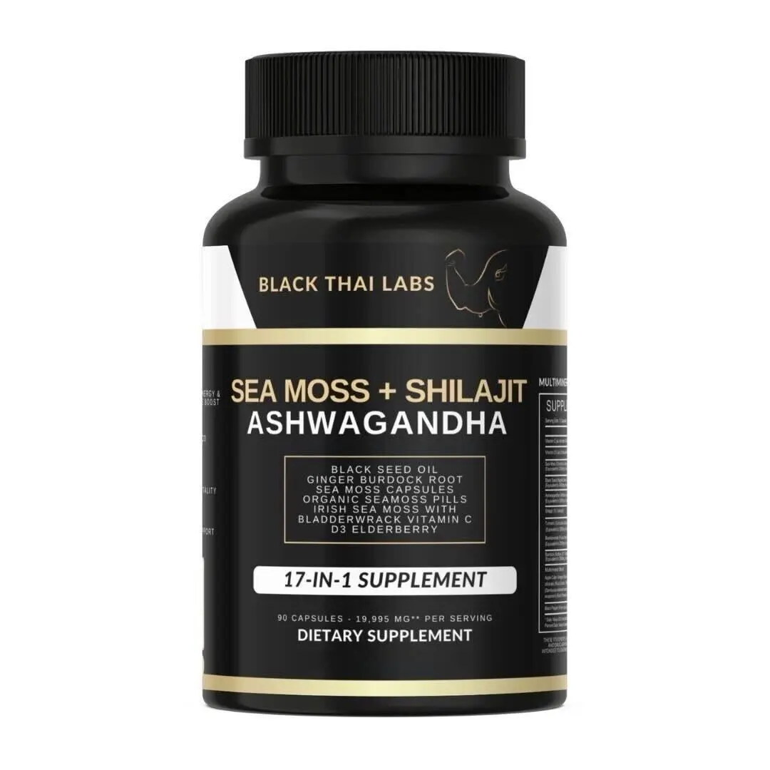Black Thai Labs - Seamoss and Ashwaganda Supplement Dietary Vitamin Edible Fitness Healthcare Natural Seed