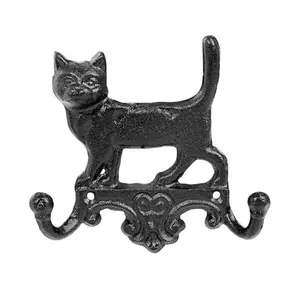 Sungmor Cast Iron Vintage Animal Wall Hooks, Decorative Wall Mounted Coat Hooks, Rustic Heavy Duty Double Hooks Cute Animal Key Hangers for Dog Leashes, Towels, Hats