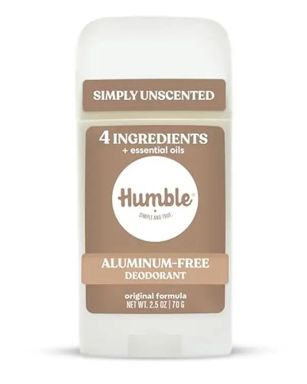 Humble Aluminum-Free Deodorant, Simply Unscented - 1 Pack | Fresh & Natural Deodorant Stick with Essential Oils, Long-Lasting Odor Control, Cruelty-Free, Men & Women