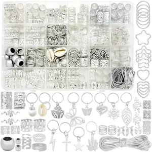 309 count Hair  for Women Braids,Hair Loc Cuff Coils Rings for Dreadlock Accessories, Hair Tube Beads Decorations,Braid Clips Hair Charms Braids Accessories Silvery