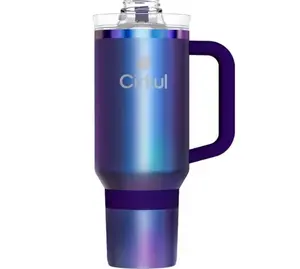 Cirkul 40oz All-Day StrawSip Double-Wall Insulated Stainless Steel Tumbler with Handle, Chameleon (Purple Green)
