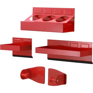 4 count  Tool Shelf Set, Tray, Paper Towel Holder, for Tool Organizer,  Any Metal Surface, Red