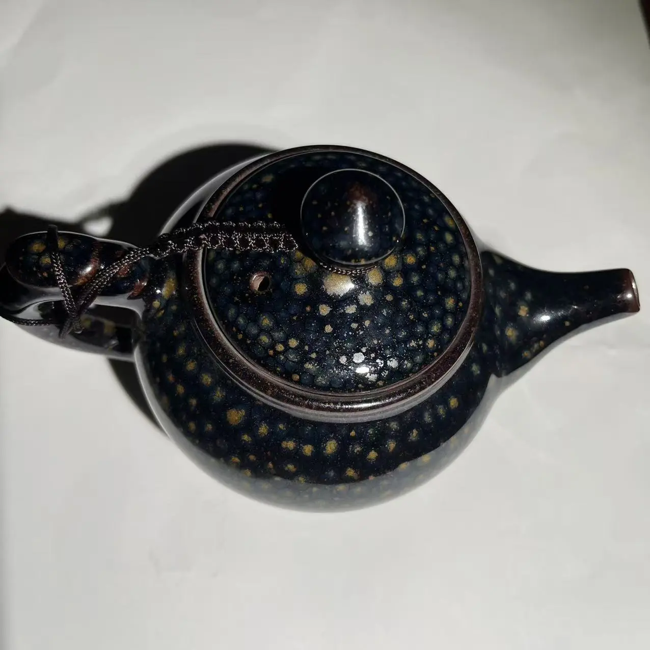Handmade Chinese Jianzhan Teapot, Natural Starry Oil‑Drop Glaze, Ceramic Kung Fu Tea Pot (1 Piece Only)