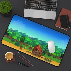 Stardew Valley Desk Mat, XXL Extended Gaming Mouse Pad with Pixel Farmhouse Design, Waterproof Non-Slip Large Keyboard Pad, Gift for Cozy Gamers