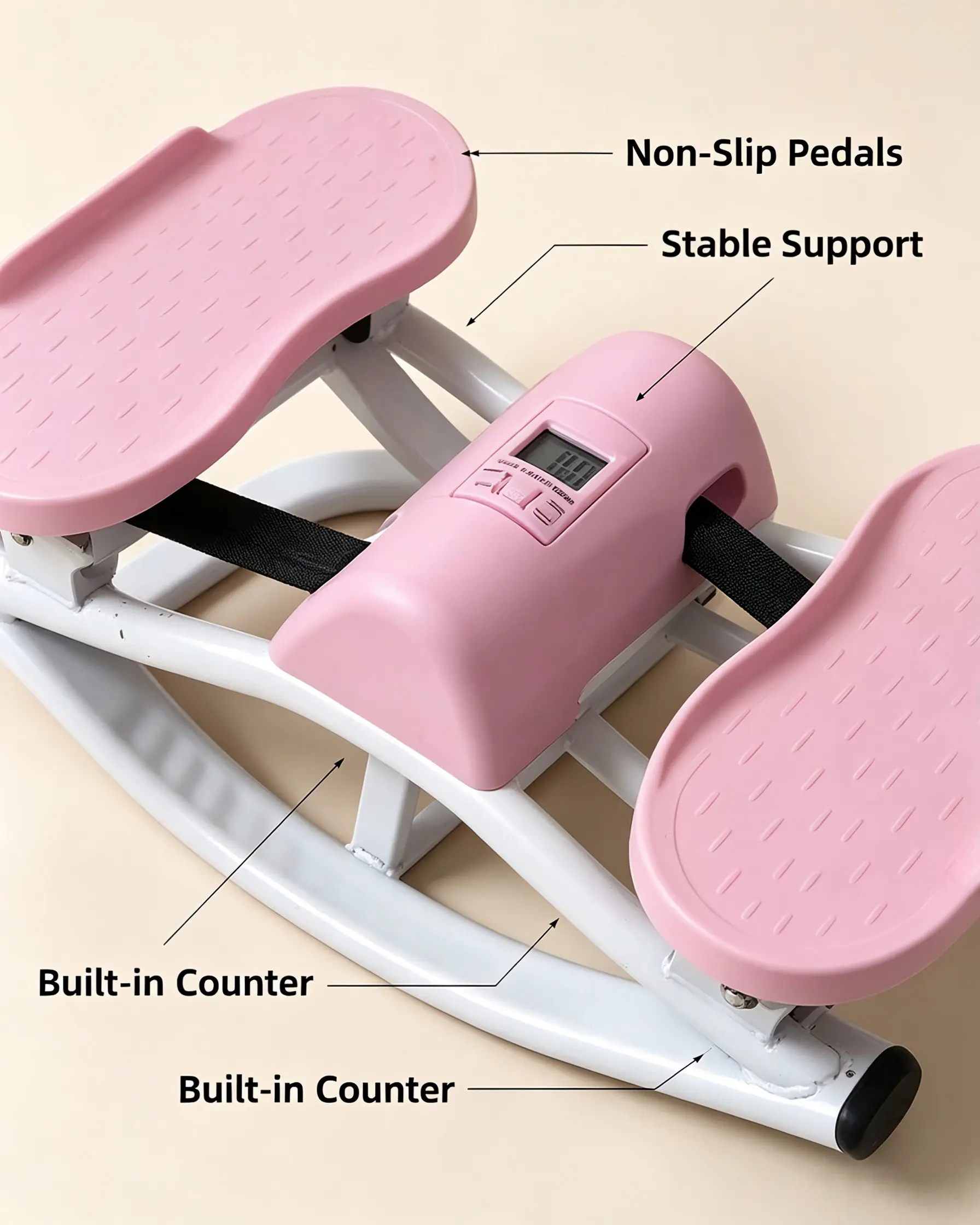 V-Shaped Twisting Stepper Machine for Home Workout - 3D Motion Waist Twisting Side Stepper with 440 lbs Capacity, LCD Monitor & Adjustable Resistance Bands