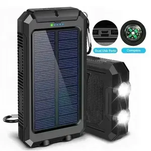 Portable Solar Power Bank 10000mah, Solar Powered, Ip66 Waterproof Design, Integrated LED Torch & Compass, Ideal for Camping & Hiking#SolarPowerBank#CampingGear#OutdoorEssentials#PortableCharger#SolarCharger#EmergencyPower#CampingAccessories#HikingGear