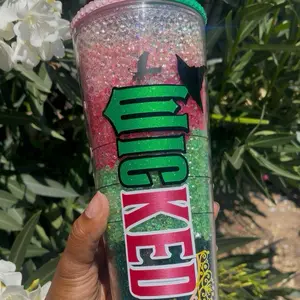 Starbucks Wicked Themed Blinged Tumbler Drinkware 24 oz Acrylic Bottle with Rhinestone Lid & Straw Portable Washable Reusable Water Bottles Mug Cup