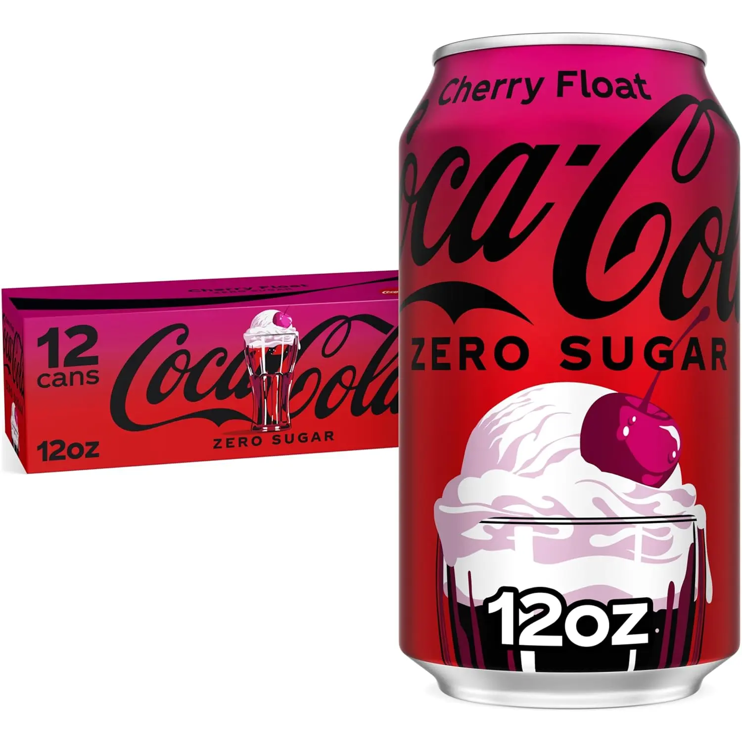 Sugar Cherry Float Soda Fridge Pack Cans, 12 fl oz, 12 Pack | Creamy vanilla and cherry flavored cola