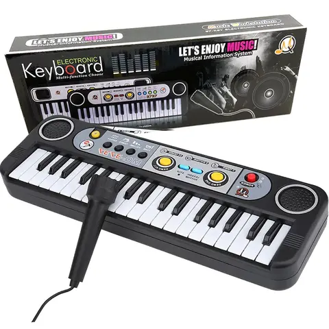 37-Key Portable Digital Piano for Beginner Kids - 8 Rhythms, 24 Demo Tracks, Microphone, USB Cable, Adjustable Volume, Unisex ABS Plastic Educational Instrument, Toys for Boys, Son, Christmas Gifts for Kids, Little Boy Gifts
