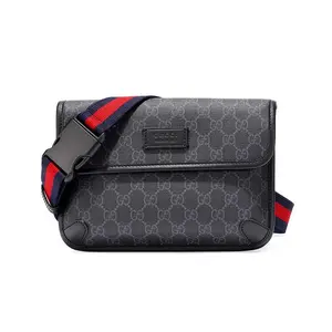 Gucci Logo-Striped Canvas and Leather Chest or Waist Bag for Men in Black