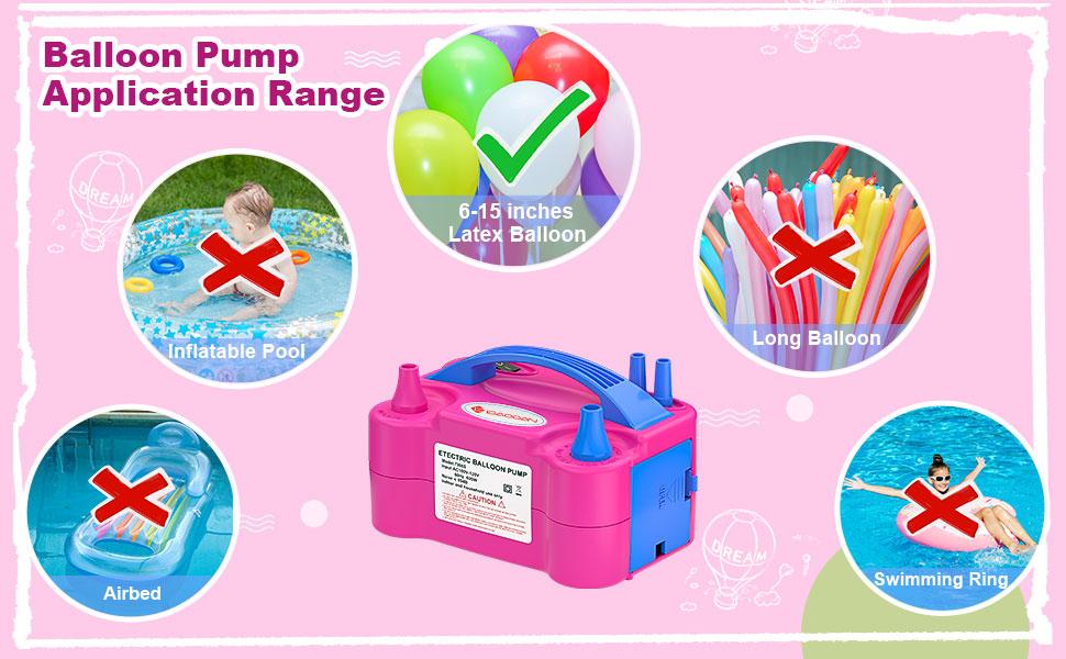 1 Semi-Automatic Electric Inflator, Portable, 600W, 110V-120V, 60HZ, Rose Red, ABS Material, Dual Hose, US Plug, Without Battery, for Home Use, Balloon Inflating Machine