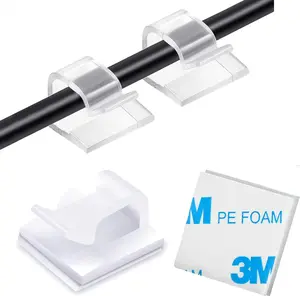 Cable Clips, 50 Pieces Adhesive Wire Clips for Cable Management, Wall Wire Clips, Used for Cars, Offices and Homes.