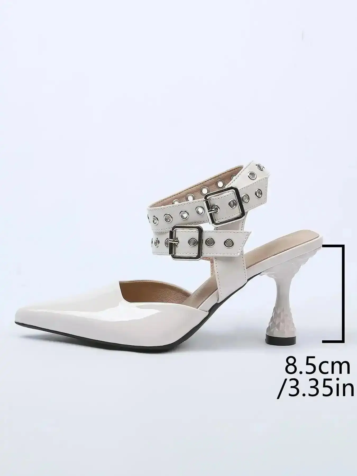 Women's punk-style closed toe high-Heel Sndls with perforated design featuring Chic adjustable buckle strap and Roman-style high heels everyday wear. stylish choice for shoes Sleek Party Style Basic" fashion classy