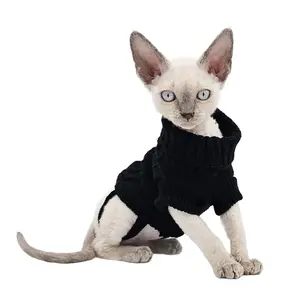 YokoKat Turtleneck Cat Sweater in Black for Cats, Kittens, and Small Dogs