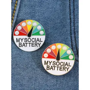 Social Energy Brooch Set, Party Style Mood Changing Energy Pin, Unisex Colorblock Expression Pins