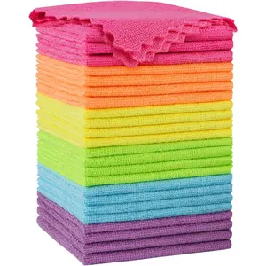 Microfiber Cleaning Cloth, 24 Pack Highly Absorbent Cleaning Rags, Reusable Lint Free Microfiber Towels, Household Cleaning Supplies for House, Kitchen, Car Care, 12x11 Inch