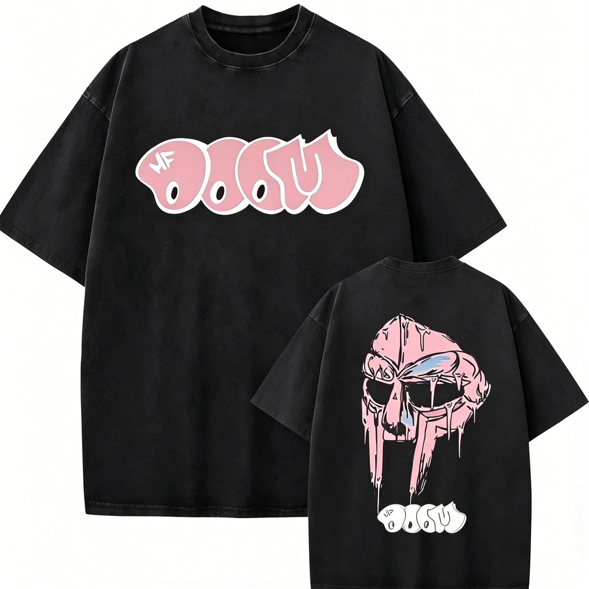 MF DOOM Mask T-Shirt - Vintage Wash Tee with Iconic Pink Logo & Dripping Mask Graphic -  Flash Sale - Limited Time Deal