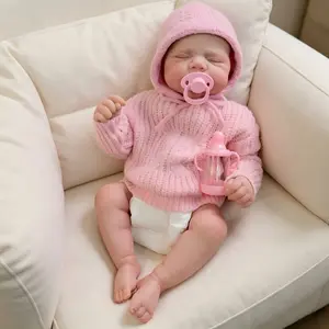 Real Look 19inch Reborn Baby Dolls Girl Full Body Vinyl Girl Realistic Sleeping Baby Doll with Painted Hair Lifelike Newborn Doll Toy Gift for Kids