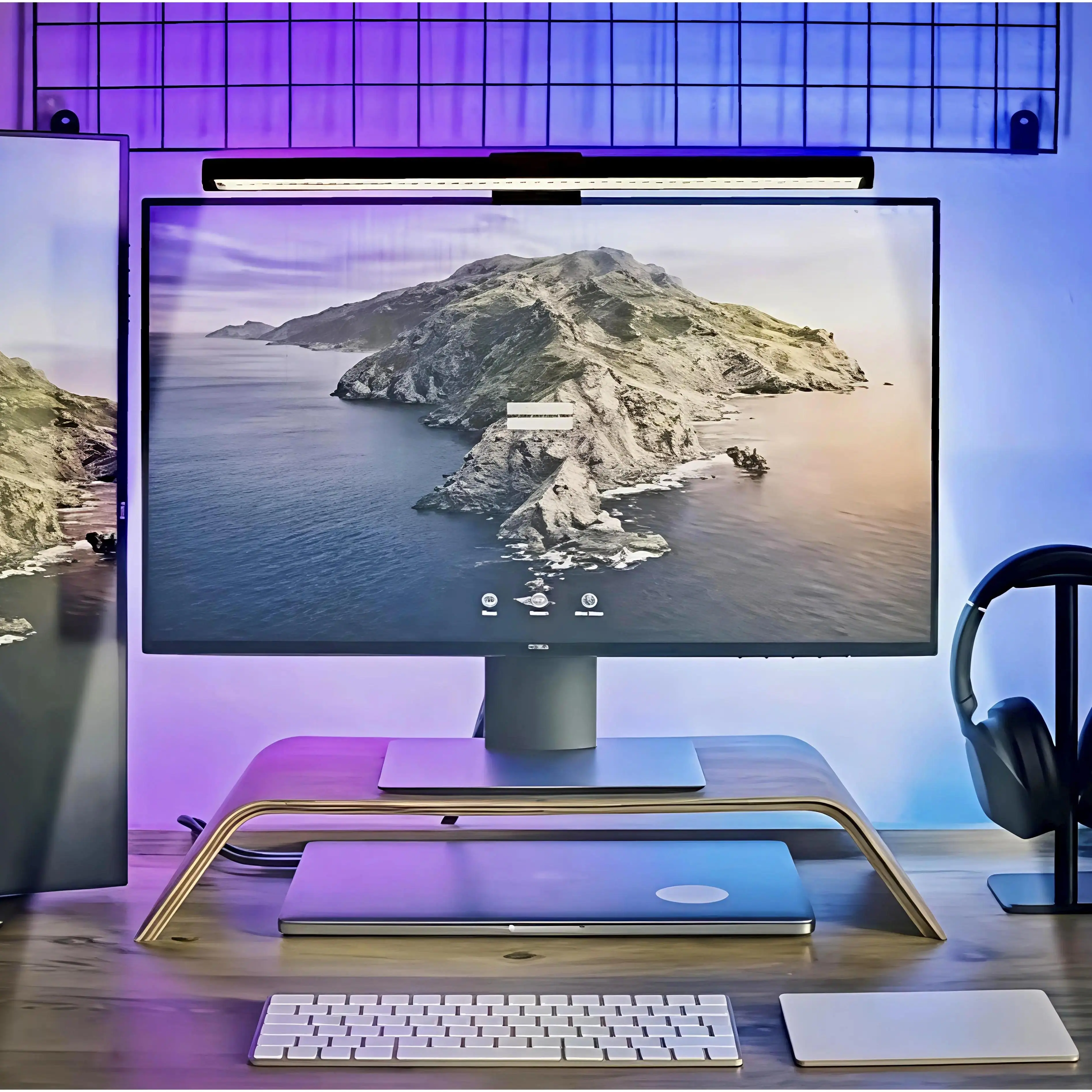 ASHLUNA RGBW Dual-Sided Monitor Lamp - Ergonomic Touch Control, USB-Powered Eye Protection, Gaming LED Lights for Home Office, Cool Desk Man Cave Gadgets, Gamer Stuff