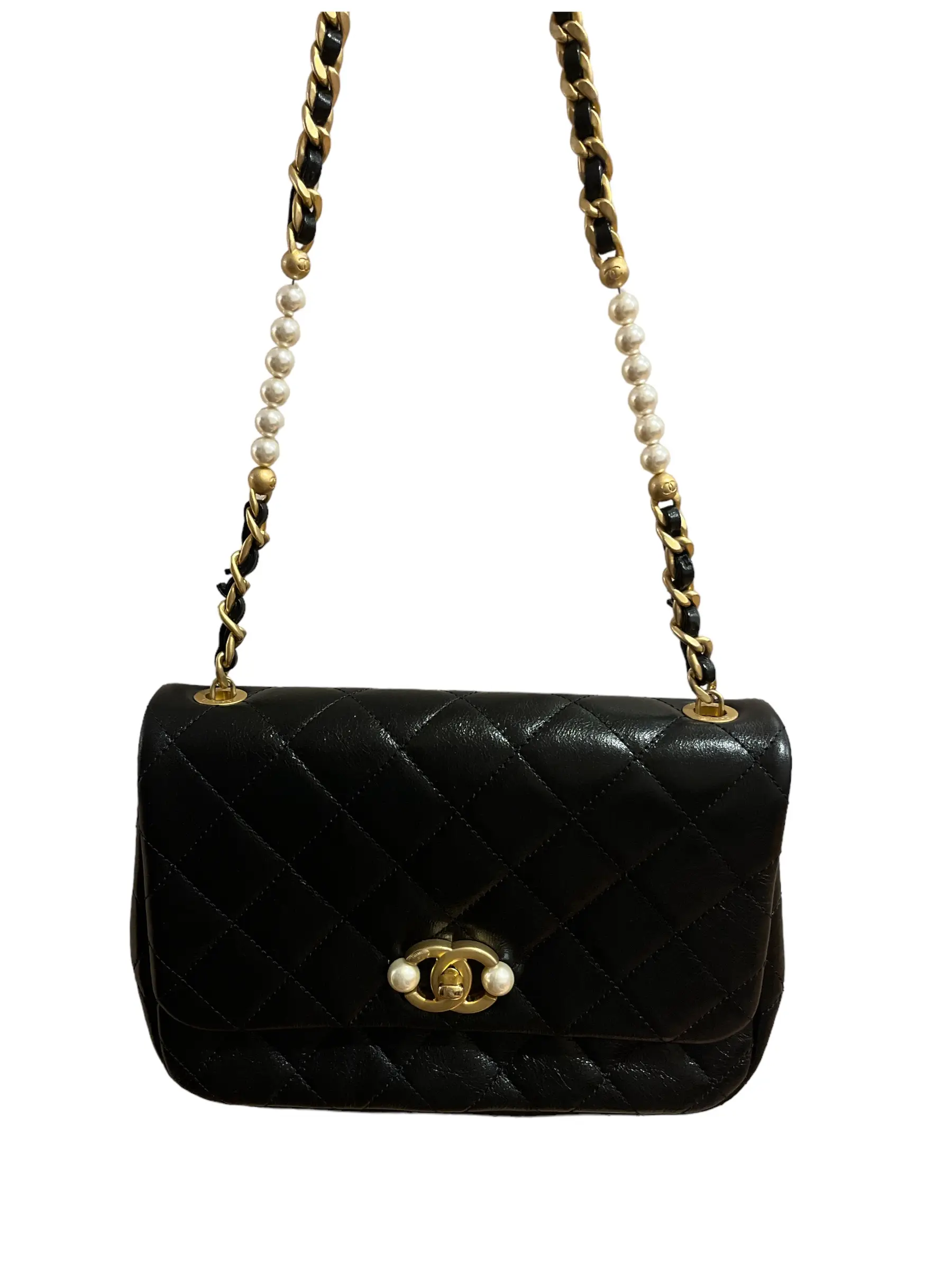 Pre-owned CHANEL Calf Crossbody Bags Pearl flap