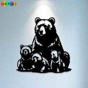 1pc Bear Family Metal Wall Art,Bear Family Statue Mural, Ideal Gift for Christmas, New Year, Weather-Resistant Metal Wall Decor Wall Sculptures, Perfect for Living Room Wall & Garden Fence, Animal Decor Enthusiasts