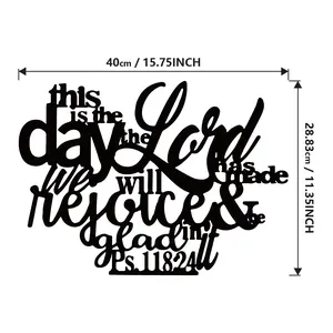 Inspiring Psalm 118:24 Metal Wall Art - Classic Durable Decor for Home & Christmas - 15.75" x 11.35" Metal Ornaments for Religious Environments Artistic Room Print Decoration