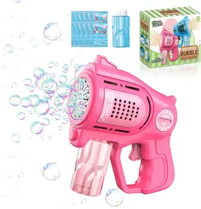 Bubble Gun for Toddlers 1-3 Kids 4-8, 15-Holes Automatic Bubble Machine Blower Blaster Maker with 1 Bottles Solution, Easter Party Favors Summer Outdoors Wedding Toys Gifts for Boys Girls, Pink