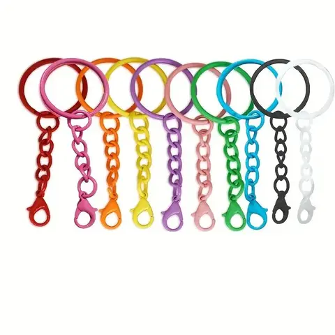 50 multi-color keychain rings with lobster buckle, DIY keychain accessories, suitable for arts and crafts, bag decoration, backpack decoration