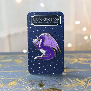 Reading Book Dragon Hard Enamel Pin button